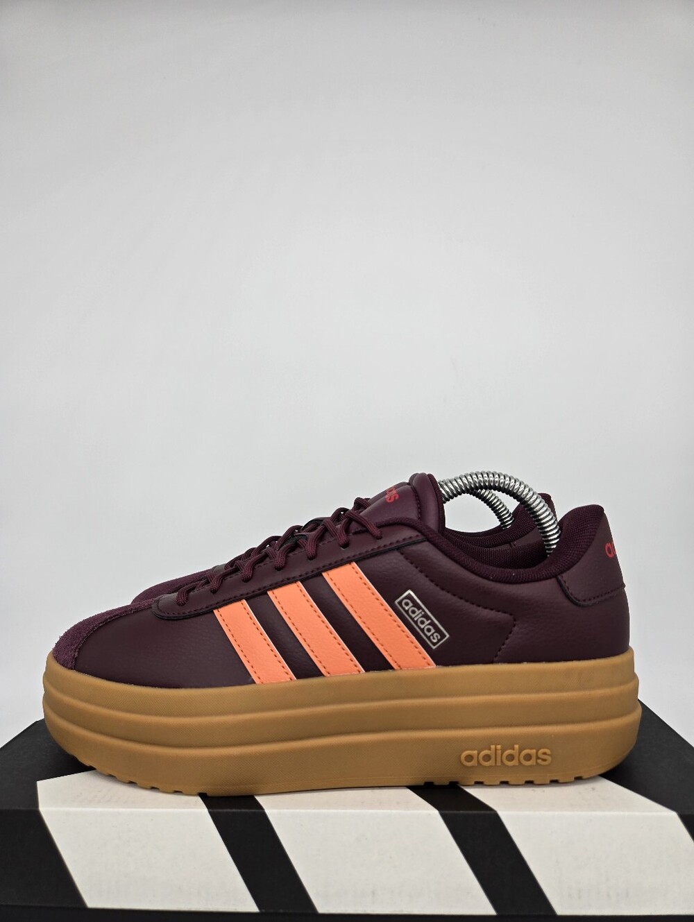 adidas Women's VL Court Bold IH9144 Maroon Dusky Orange Shoes Size 7